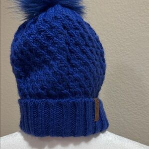 Roxy Royal Blue Knit Hat with Pom-Pom